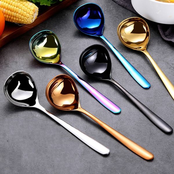 

spoons stainless steel deepen sauce colorful handle spoon drink soup drinking tools pub gifts spoons kitchen tools vtky2195