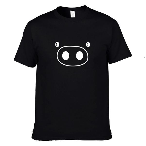 

cute cartoon student bf style half trendy piggy couple cotton short sleeve t-shirt, White;black