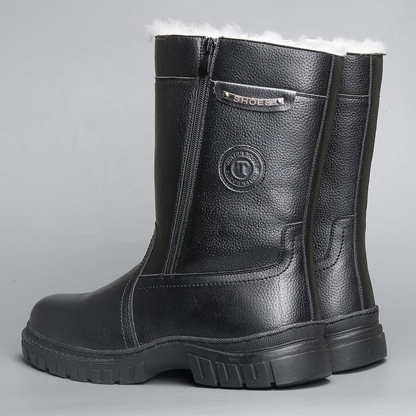 

natural wool boots men winter shoes warmest men's boots leather handmade winter snow boots #ym5223c2 201102, Black