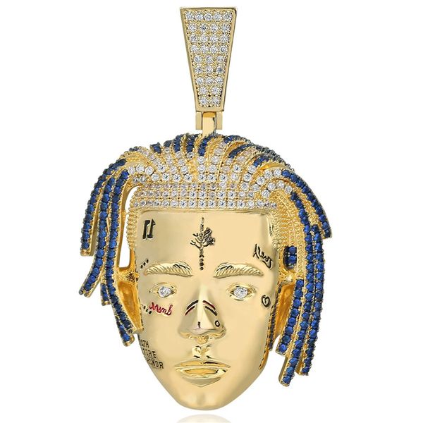 

hip hop rapper xxxtentacion pendant necklace men iced out cz chains punk silver color charms jewelry gifts
