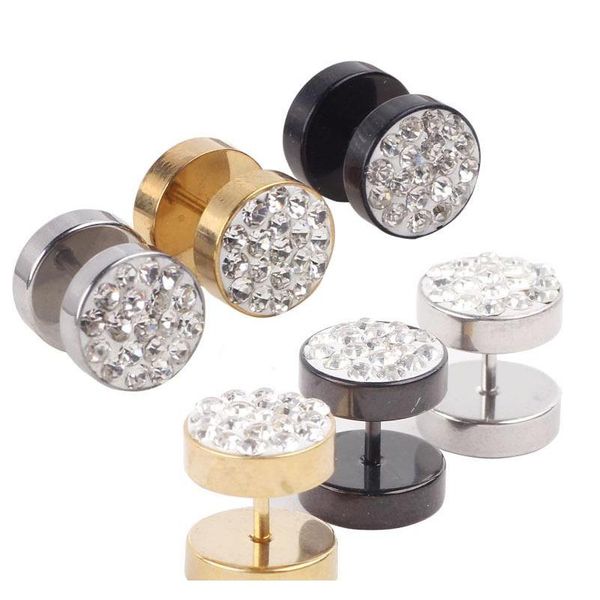 

silver and clear black cz gem fake ear plugs gauges and tunnel expander stretcher 16g tragus helix cartilage ear piercing stud tdc1i