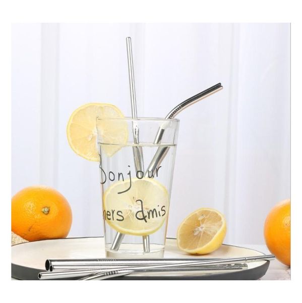 

in stock reusable eco-friendly drinking straw straight bend metal straws bar family kitchen for beer frui jllapk yummy_shop