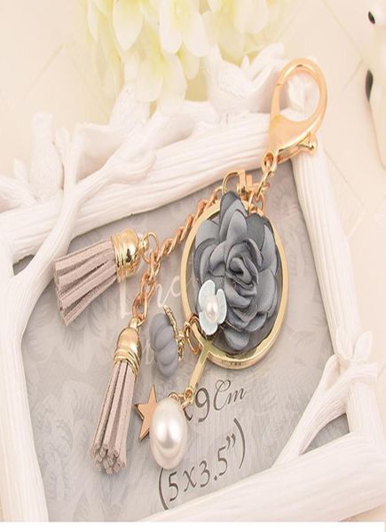

new keychain with tassel bag pendant bag holder for women bag flower charm key chain buckle key ring ch922 h bbylzk
