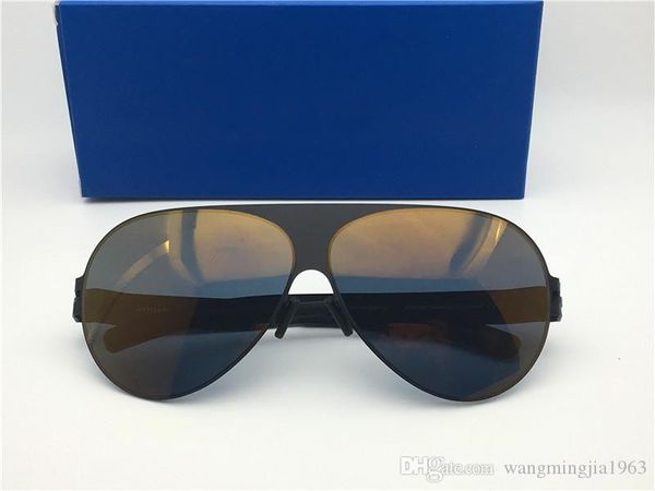 Новые Мужчины Солнцезащитные очки сверхлегкие рамки без винтов Franz Pilot Frame с зеркальным объективом Ultralight Frame Memory сплав негабаритных солнцезащитных очков