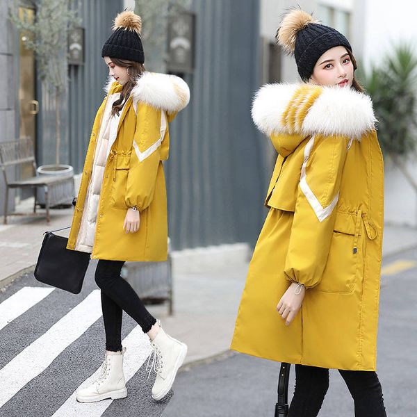 

parkes coats long casual cotton fur with hoodie women thick winter jackets parkas women's coat 2020 rikw, Black