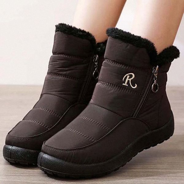 

2020 Snow Boot Women's Shoes Zipper Women Winter Warm Boots For Women Plush Furry Waterproof Woman Fashion Botas Mujer Plus Size #Gl19, Black