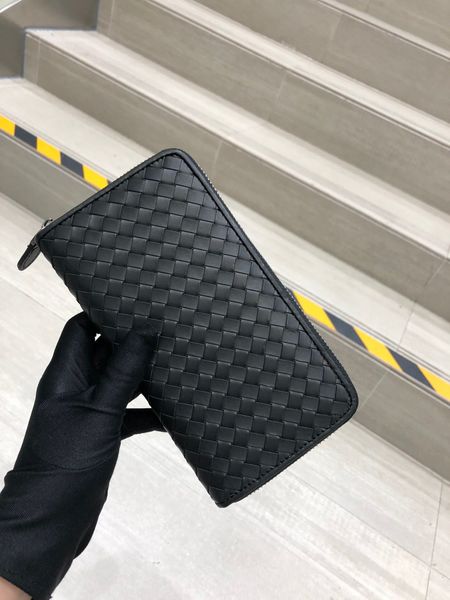 

men's wallet cowhide real leather crochet vintage zipper around long wallets card holder black purse western design ship, Red;black