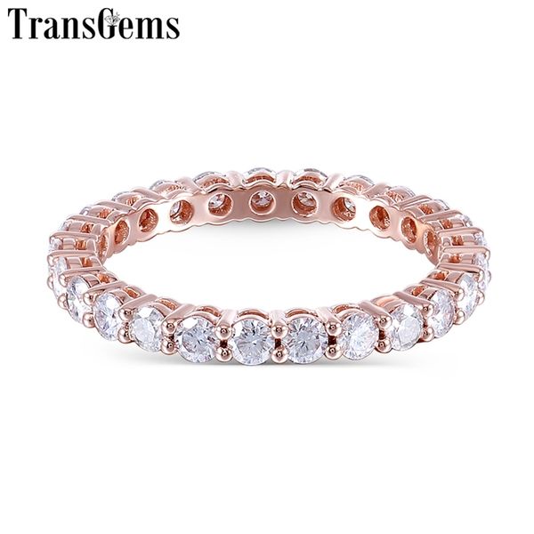 

transgems 14k 585 rose gold 1.2ctw to 1.8ctw 2.5mm f color full wedding band for women gift dailywear ring y200620, Slivery;golden