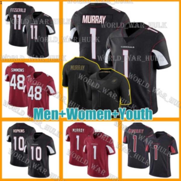 

1 кайлер мюррей аризона кардинальный футбольный джерси cardinals deandre hopkins 11 ларри фицджеральд 31 дэвид джонсон 55 чендлер джонс, Black;red