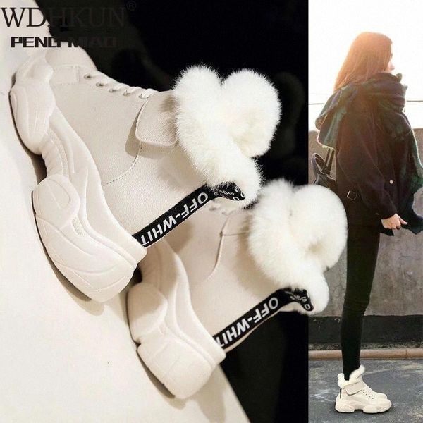 

2021 ankle boots for women new winter boots round toe wool women shoes fur new white snow fur plush warm ankle #2s0e, Black