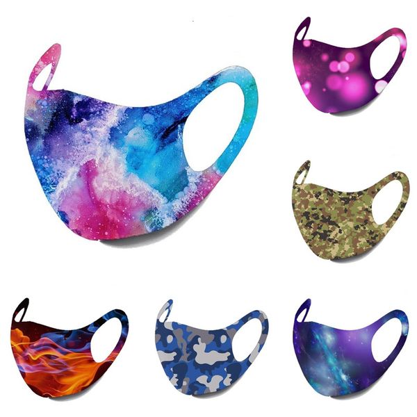 

10colors starry print mask anti-dust cover pm2.5 washable ice silk cotton masks starry sky flame camo ear hanging mask