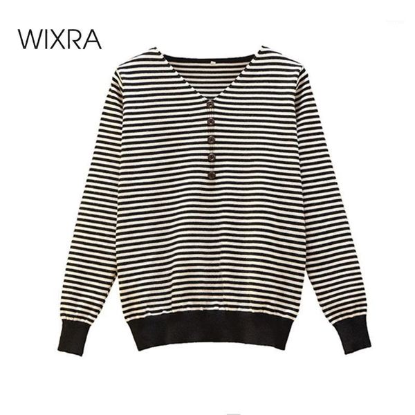 

wixra v-neck oversized sweater womens autumn winter striped knitted pullover korean style long sleeve casual female plus size1, White;black