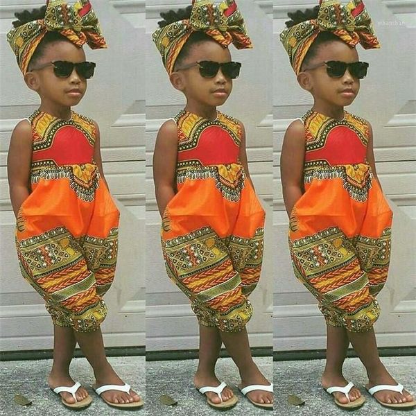 

african-clothing-for-children dashiki traditional set matching africa print sleeveless jumpsuit children summer a set1, Red