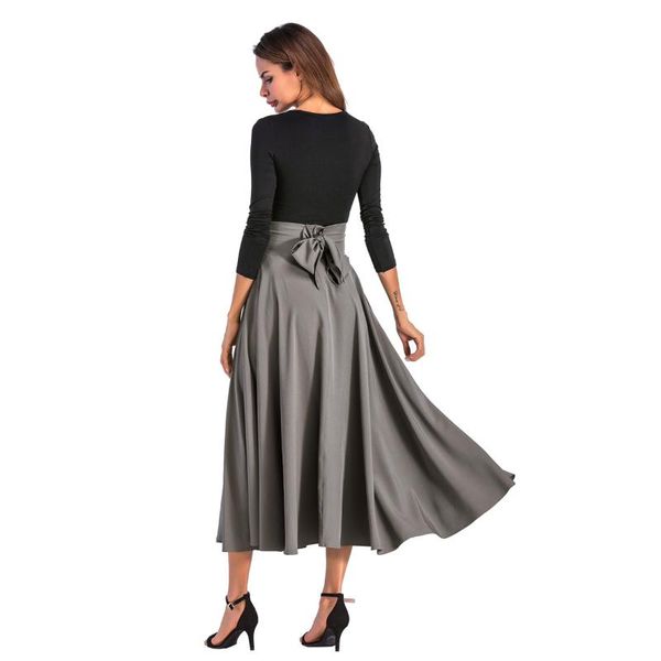 

skirts zoulv 2021 women's temperament commuter long fashion big a-line skirt, Black