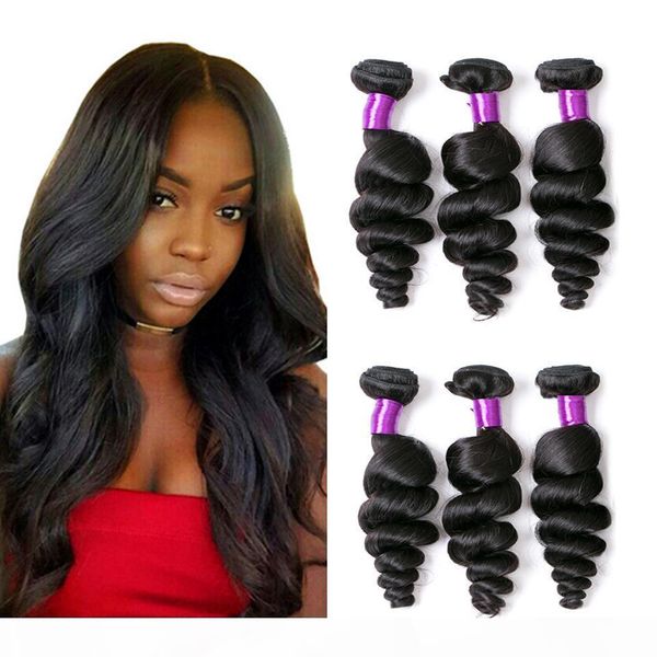 

8a brazilian virgin hair weave bundles 100% human hair 8-30inch 100g loose wave designer hair extensions double weft natural black in store