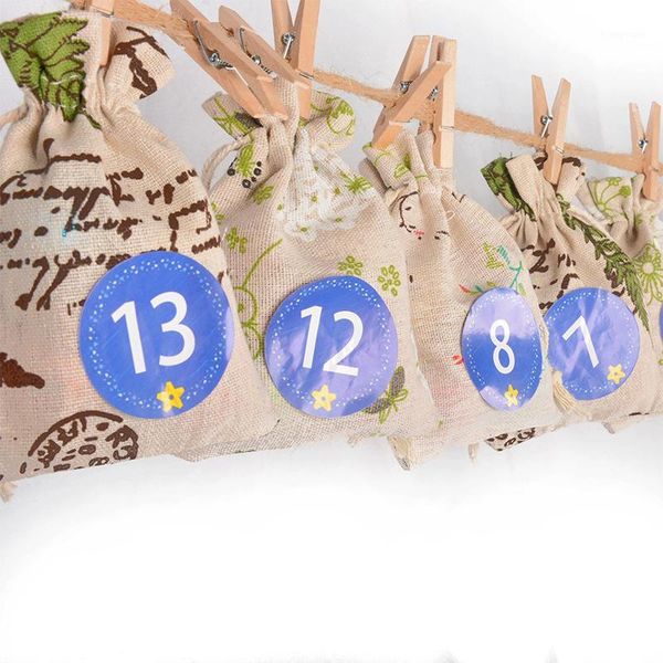 

1 set christmas gift bag candy bag with clips rope and stickers set wxv sale1