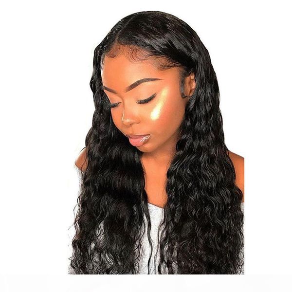 

peruvian human hair full lace wigs water wave lace front wigs long short natural color virgin hair wigs bleached knots, Black;brown
