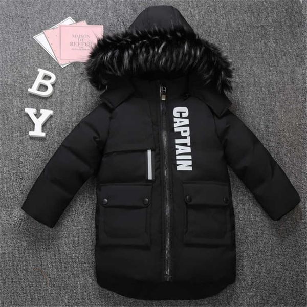 

new winter children's clothing children's boy cotton padded warm down jacket big boy baby long coat kids outerwear y200901, Blue;gray