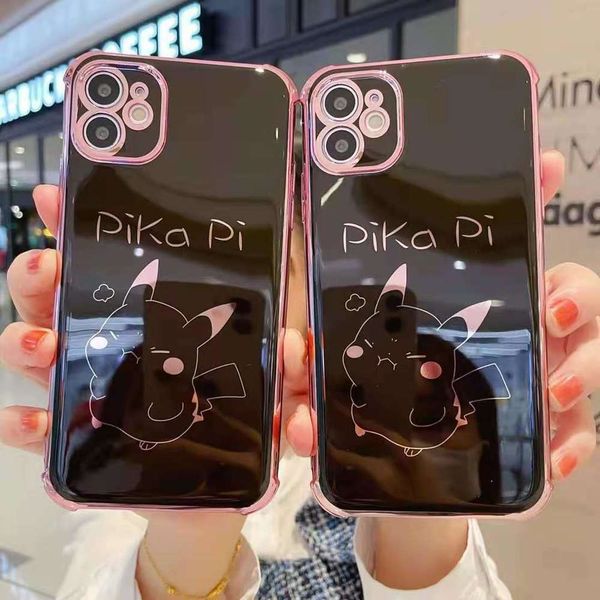 

qachaopai picachu electroplating is suitable for 12 promax mobile phone case and vip 11 fine hole protective coverlk