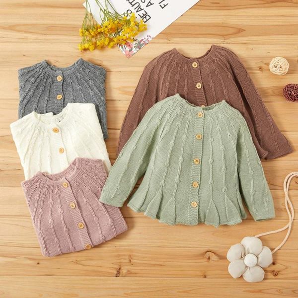 

patpat 2020 new spring and autumn baby girl solid knitted sweater coat for baby girl, Blue;gray