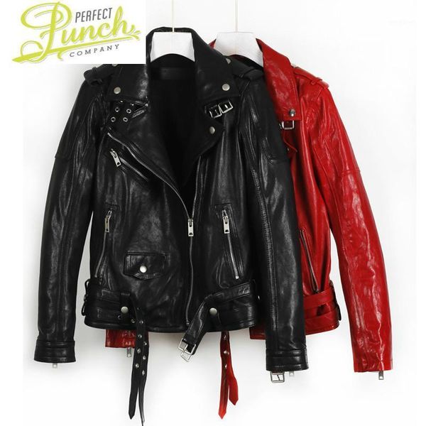 

100% genuine leather coat real sheepskin women jacket spring and autumn style of moto&biker slim pluse sized 17-04 pwx511, Black