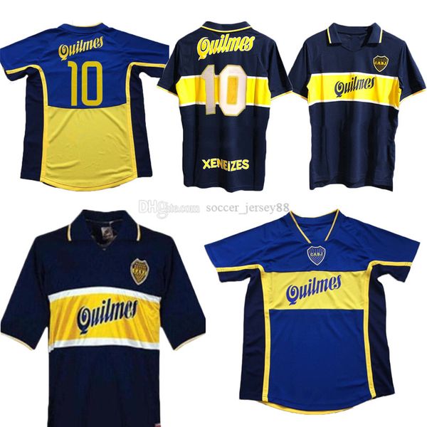 

97 98 boca junior retro soccer jerseys maradona vintage veron caniggia 1997 1998 maglia classic 2000 2001 uniforms football shirts, Black;yellow