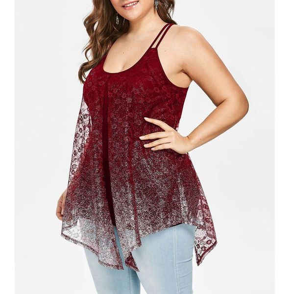 

38 womens casual simple vest 2021 womens fashion perspective gradient mesh vest sleeveless cames o neck shirt, White