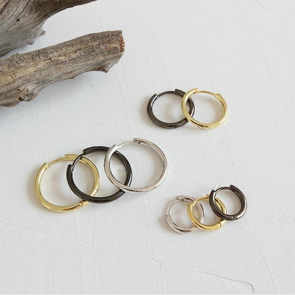 

13mm 18mm 23mm silver huggies earrings 18k gold filled 925 sterling silver big small round hoop earrings daily jewely hed2481, Golden;silver
