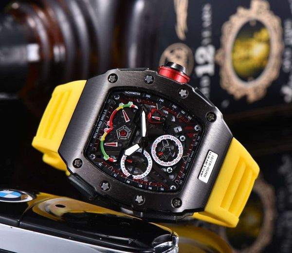 

169 chronograph working stainless steel mens luxury watches for man multifunction fashion casual quartz watches, Slivery;brown