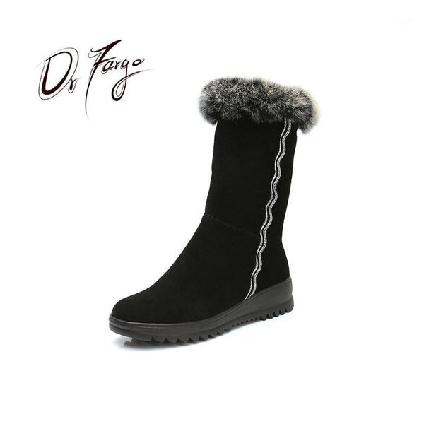 

boots drfargo fur snow for women suede fleeces warm winter platform shoes black zip femme chaussure plus big size 431