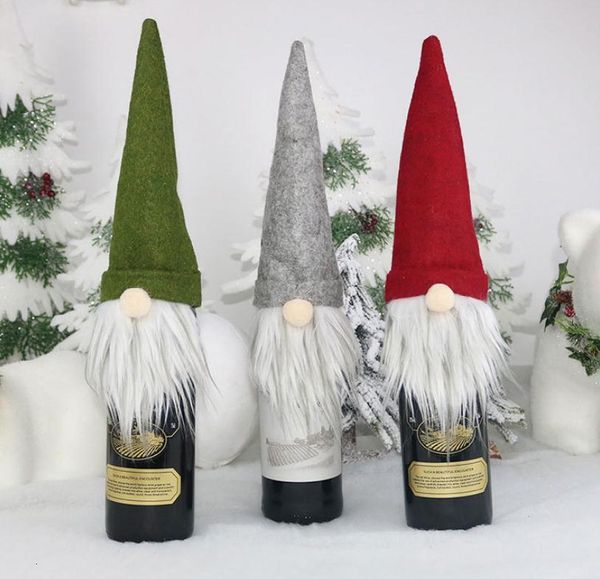 

gift decorations santa claus new glass bottle set christmas champagne decoration wine bag db129