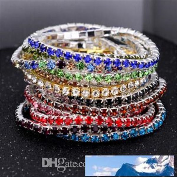 

row rhinestone 1 stretch 3.6mm bracelet crystal bracelets bangle cuffs for women wedding jewelry gift 16 colors