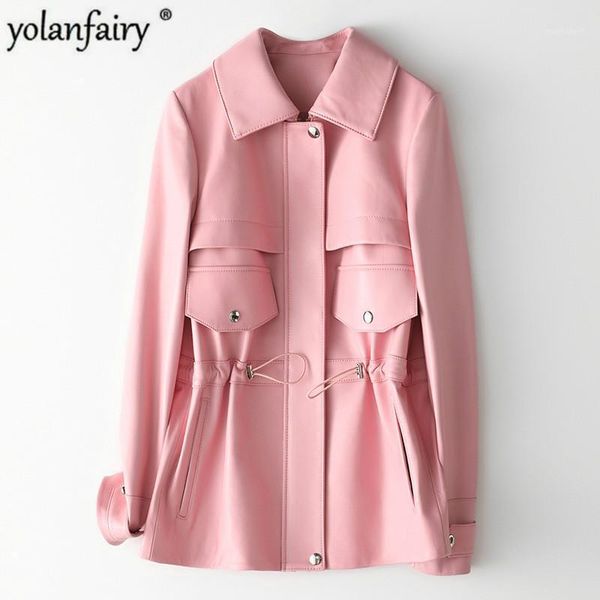 

genuine leather jacket women pink spring autumn 100% sheepskin coat korean women's leather jackets 2020 hq20-lzj2020-1a kj46421, Black
