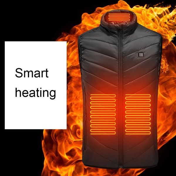 

men's vests heated vest men women 9 areas jacket winter fishing hunting tactical usb outdoor veste chauffante, Black;white