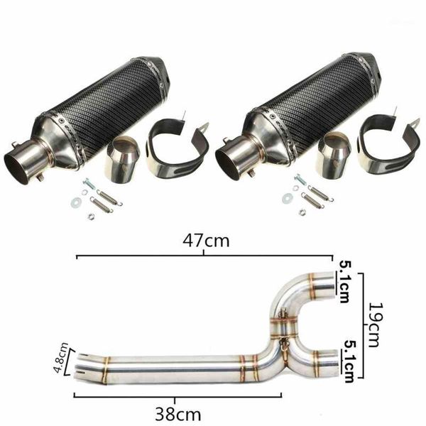 

motorcycle carbon fiber exhaust muffler connecter middle pipe full system slip on 51mm for fz-6n fz-6s fz61