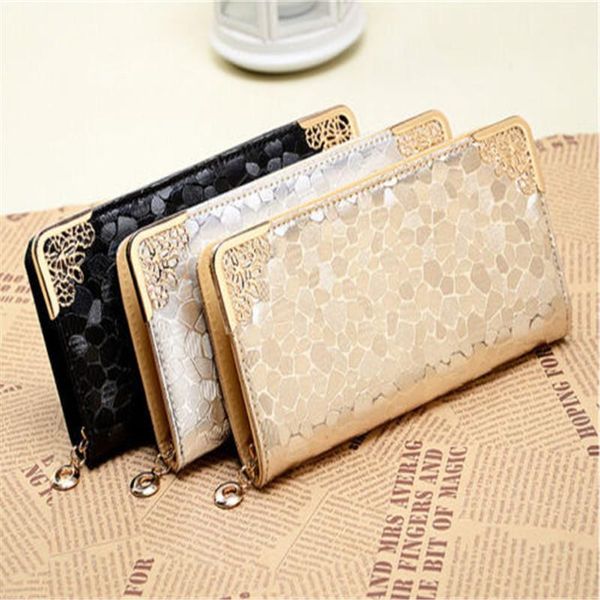

wallets women zipper wallet bag leather long purse clutch card holder woman portefeuille femme1, Red;black