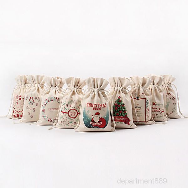 

packaging 13 styles handmade christmas cotton drawstring gift storage bag owb2344