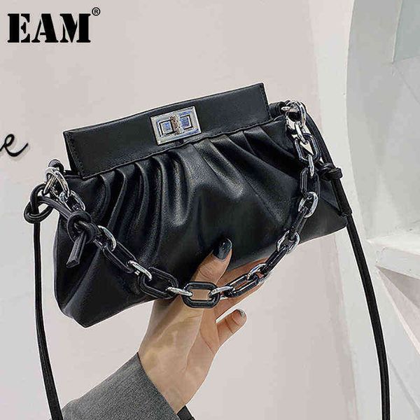 

shopping bags [eam] luxury designer pu leather portable chains handbag women summer fold cloud armpit shoulder messenger 18b0475 220303