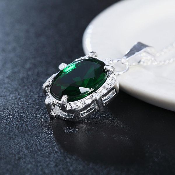 

charms wedding green crystal silver color for women necklace jewelry silver jewelry fashion cute pendant necklace ln017 h sqcgdv