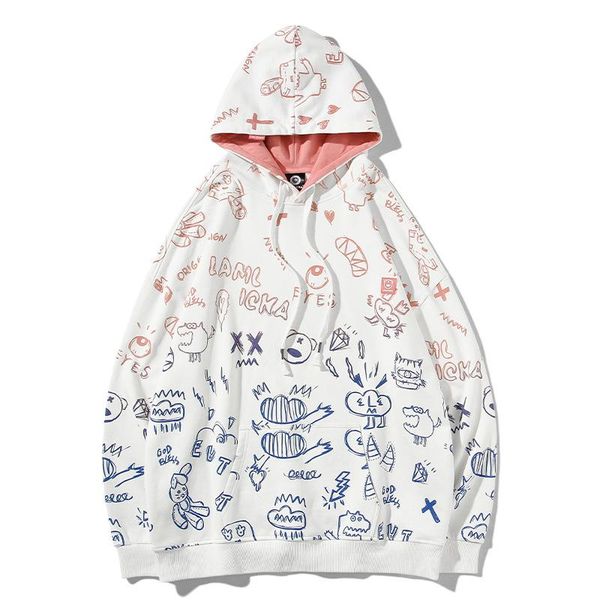 

new autumn printed gradient red panda couple hoodie white and black loose sweatshirts for men women pullover cotton hoodies