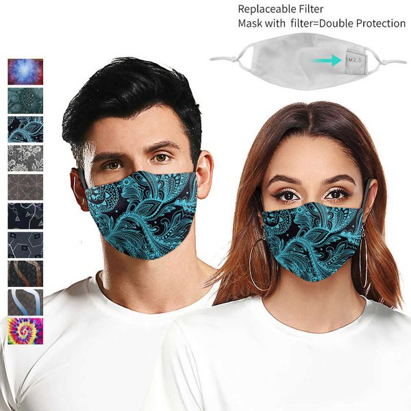 

3d 10 styles fresh digital adjustable printing pattern protective face mask pm 2.5 dustproof anti-haze reusable ma