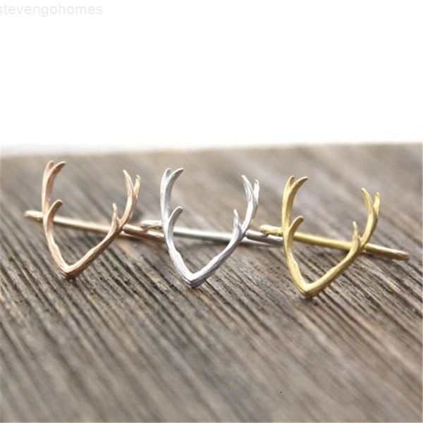 

30 sale simple deer factory antler stag reindeer horn cute animal buckhorn ring jewelry y1128, Golden;silver