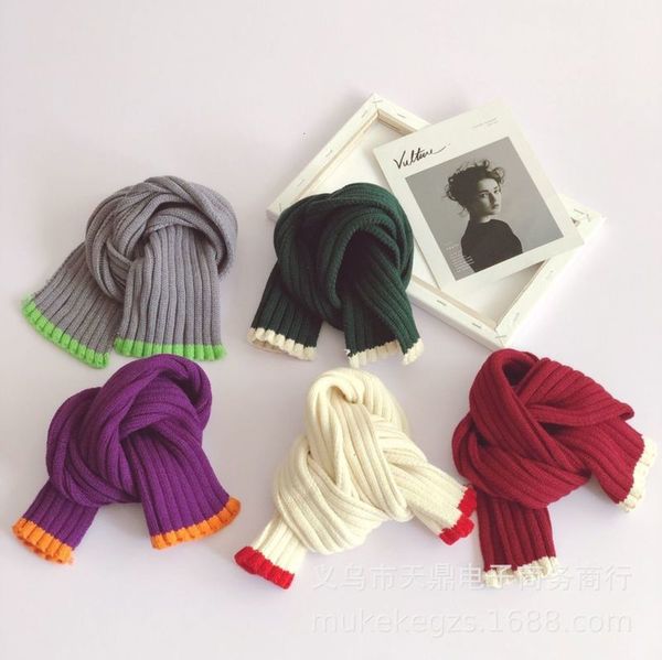 

neck color matching children's knitting scarf art sle cover new in autumn and winter, Red;brown