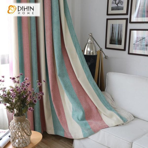 

dihin home modern striped curtain chenille fabric window curtains for living room soft feeling curtain drapes1