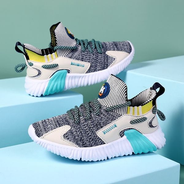 

kids light shoes boys and girls casual mesh flying textile sneakers breathable soft bottom running shoes size 29-39 201112, Black