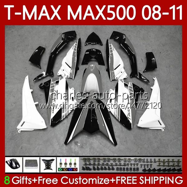 Body Kit für Yamaha Tmax MAX 500 XP500 MAX-500 T 2008-2011 BODYWORK 107NO.110 TMAX-500 TMAX500 T-MAX500 2008 2009 2010 2011 max500 08 09 10 11 OEM Verkleidung weiß schwarz