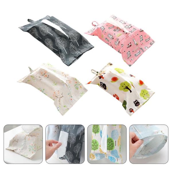 

tissue boxes & napkins 4pcs storage pouch napkin bag box hanging (random style)