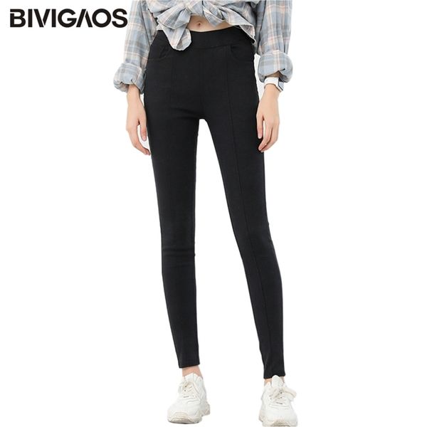 Bivigaos Nova linha Midline Sand Wash Skinny Jeans Leggings Fall Winter Women Plus Size Alta Elastic Velvet Pants Calças Jeggings 210203