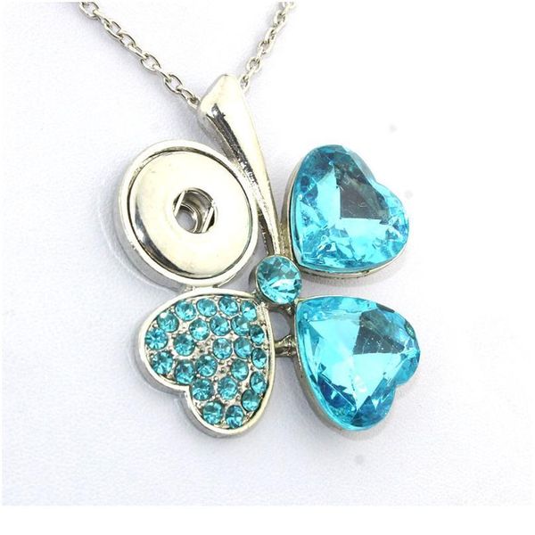 

4colors 2016 with chain clover crystal snap button pendant button snap necklace ne241 women's jewelry one directio bbyibl, Silver