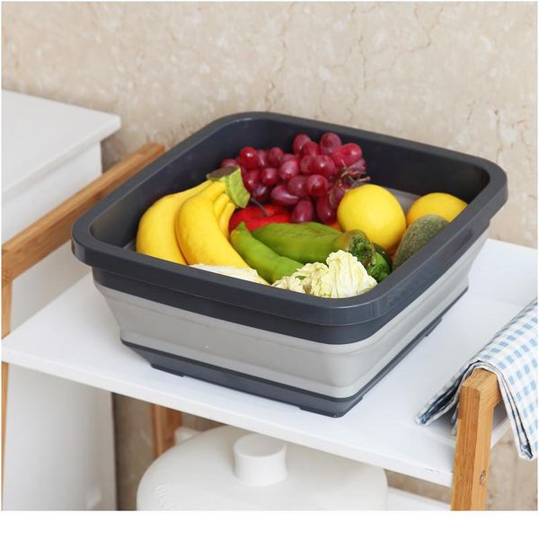 

portable folding bucket foldable basin fishing camping car wash bucket vegetable fruit basin household kitchen cleaning bbysdj